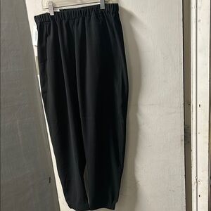 Black Sweatpants with Elastic Waistband and Cuffed Ankles